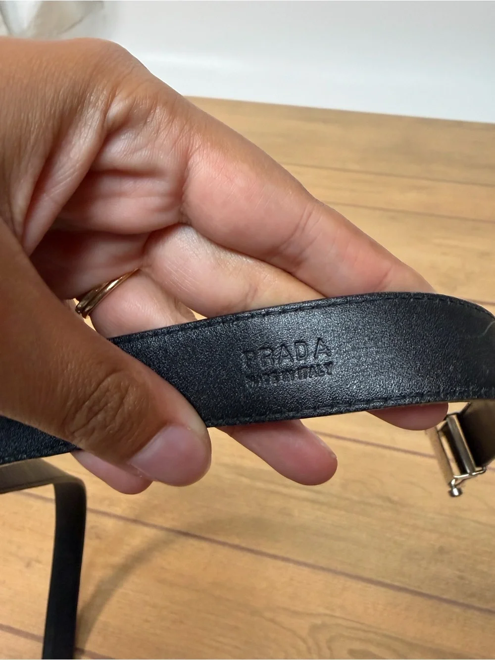 PRADA- Black Napa Leather Belt with Silver Buckle Women’s Size XS 80cm